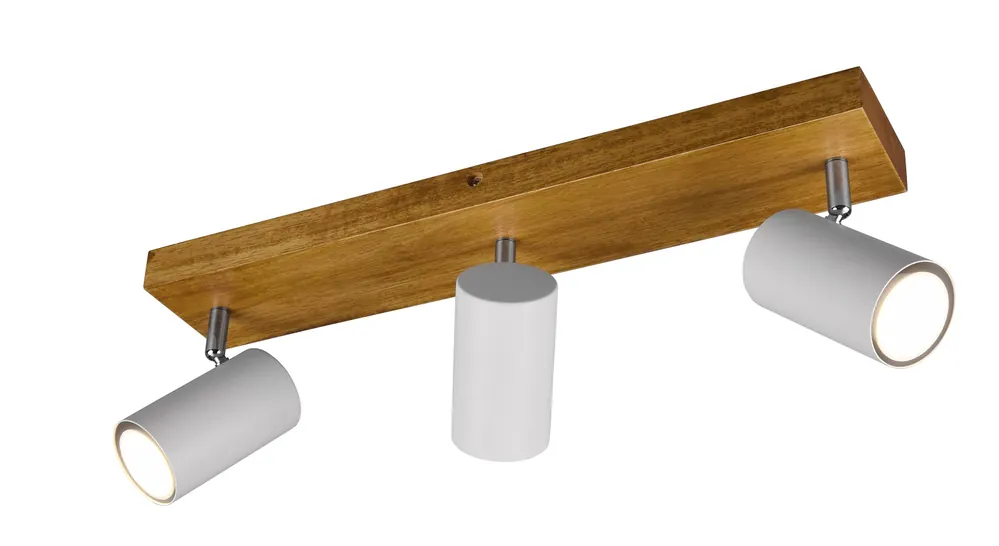 Trio Leuchten 812400331 MARLEY wood white - Stropní bodové svítidlo v bílé barvě se dřevěnou monturou 3 x GU10 Akce
