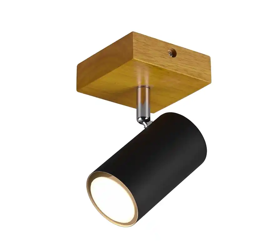 Top Prodej Trio Leuchten 812400132 MARLEY wood black - Nástěnné nebo stropní bodové svítidlo v černé barvě se dřevěnou monturou 1 x GU10