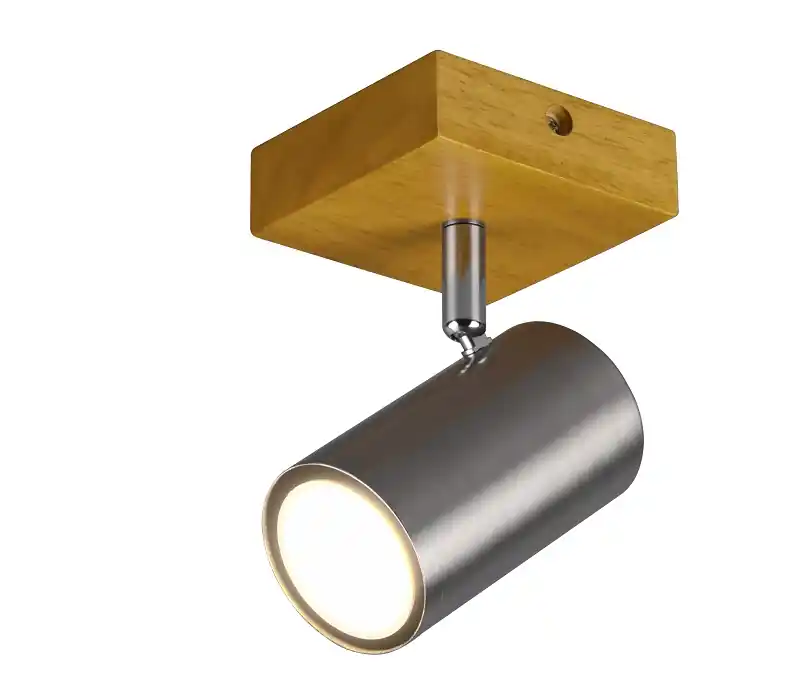 Trio Leuchten 812400107 MARLEY wood nikl - Nástěnné nebo stropní bodové svítidlo ve stříbrné barvě se dřevěnou monturou 1 x GU10 Rychlé Dodání