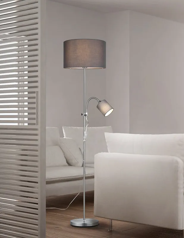 Přímo Od Výrobce Trio Leuchten R40192007 OWEN - Moderní stojací lampa se čtecí bodovkou na husím krku 160 cm