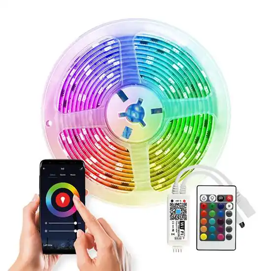 Solight WM57 - Wifi Smart LED světelný pásek, RGB, 5m, sada s adaptérem a dálkovým ovladačem, 5 metrů Rychlé Dodání