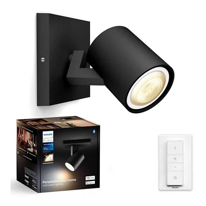 Philips - LED Stmívatelné bodové svítidlo Hue RUNNER 1xGU10/4,2W/230V 2200-6500K + dálkové ovládání černá Přímo Od Výrobce