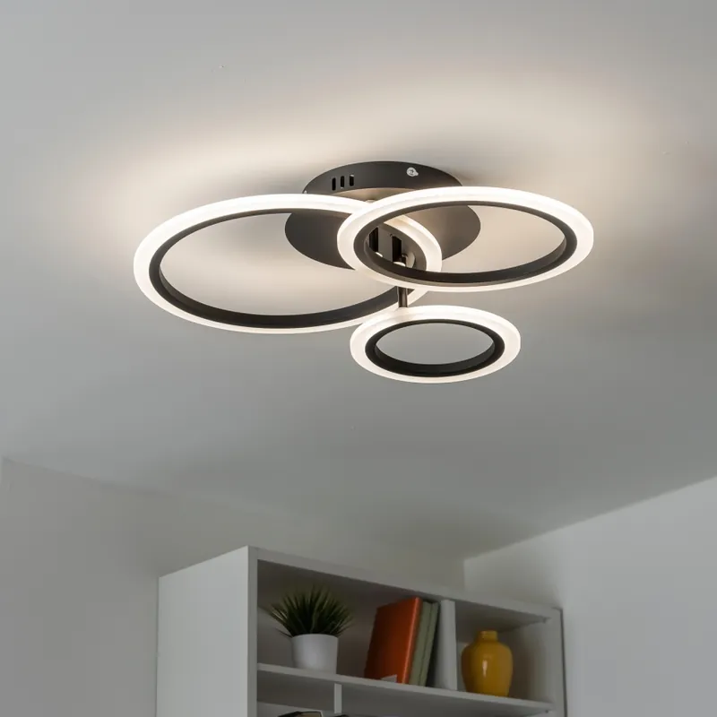 Víkendová Akce Brilagi - LED Stmívatelný přisazený lustr ORBITS LED/40W/230V 3000-6500K černá + dálkové ovládání