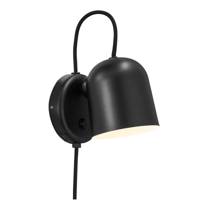 DFTP by Nordlux - Nástěnné bodové svítidlo s USB portem ANGLE 1xGU10/25W/230V černá Značkový