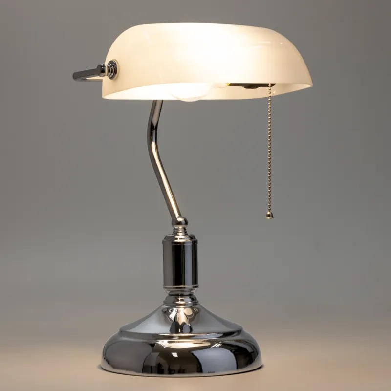 Brilagi - Stolní lampa BANK OFFICE 1xE27/60W/230V lesklý chrom/bílá Výhodná Nabídka