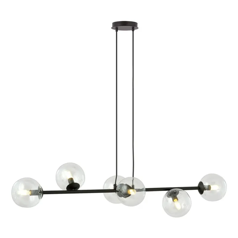 Omezená Nabídka Lustr na lanku ROSSI 6xE14/10W/230V černá/čirá