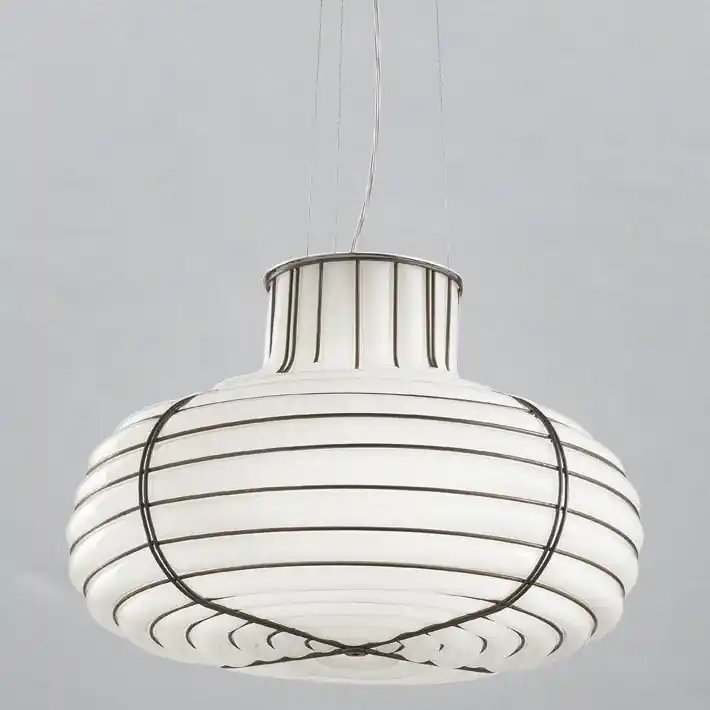 SIRU - Lustr na lanku CHAPEAU 2xE14/40W/230V matný chrom/bílá benátské sklo Odeslání Ihned
