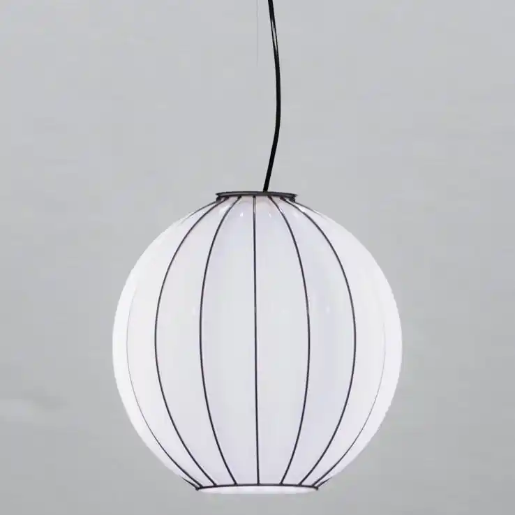 SIRU - Lustr na lanku SFERA 1xE27/60W/230V pr. 42 cm černá/bílá benátské sklo Poslední Šance
