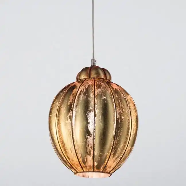 Hit Sezóny SIRU - Lustr na lanku FOGLIA ORO 1xE27/60W/230V pr. 25 cm zlatá benátské sklo/zlato