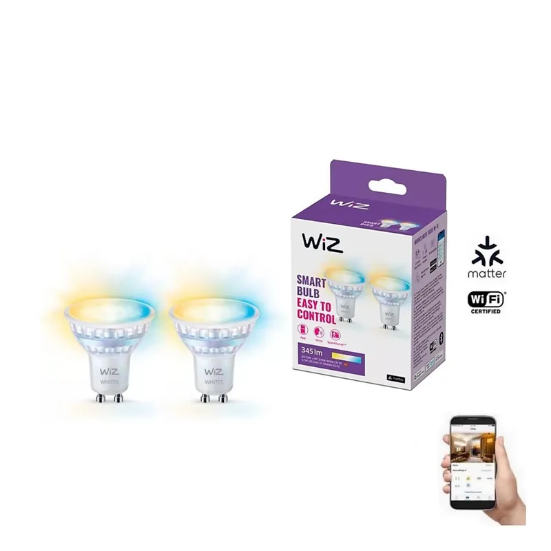 Časově Omezené SADA 2x LED Stmívatelná žárovka PAR16 GU10/4,7W/230V 2700-6500K CRI 90 Wi-Fi - WiZ