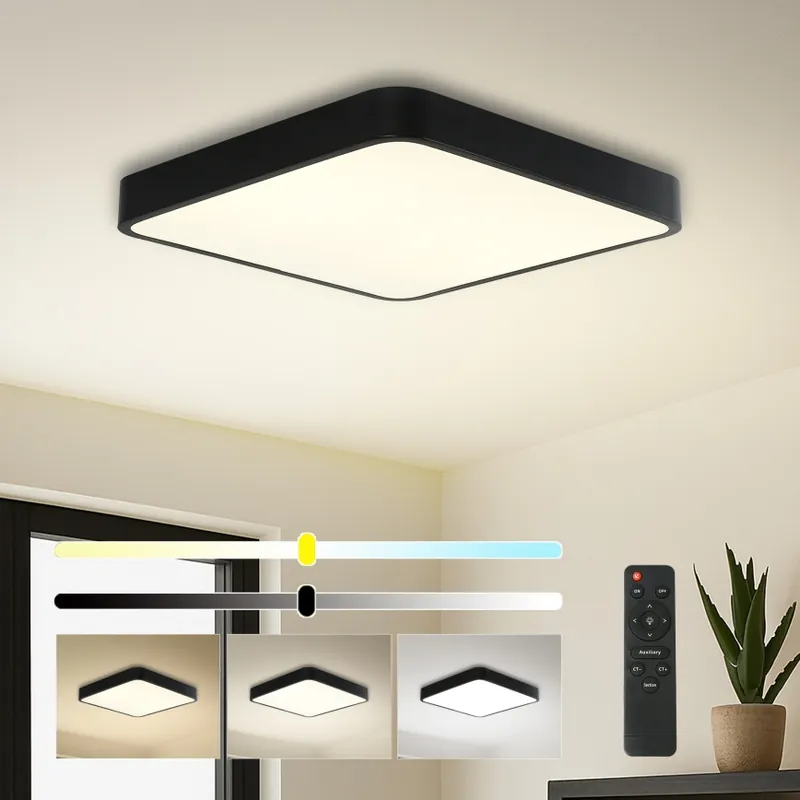 Brilagi - LED Stmívatelné stropní svítidlo POOL SQUARE LED/48W/230V 3000-6000K 50x50 cm černá + dálkové ovládání Dokud Zásoby Vydrží