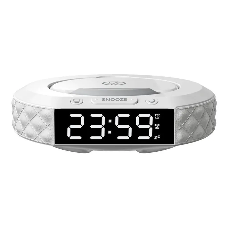 Budík s LCD displejem a bezdrátovou Qi nabíječkou 27W/9V 220 mAh bílá Značkový