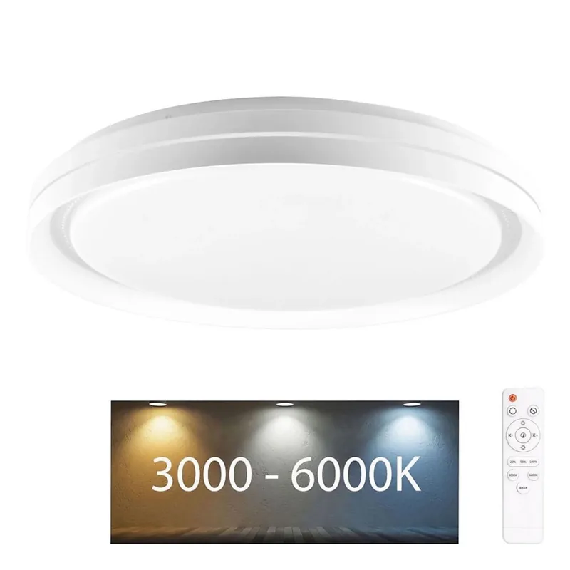 LED Stmívatelné koupelnové stropní svítidlo ELIZA LED/48W/230V pr. 38,5 cm 3000-6000K IP44 + dálkové ovládání Pouze Dnes
