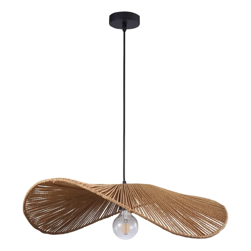 Lustr na lanku CAPRI 1xE27/20W/230V pr. 60 cm bambus Nová Kolekce