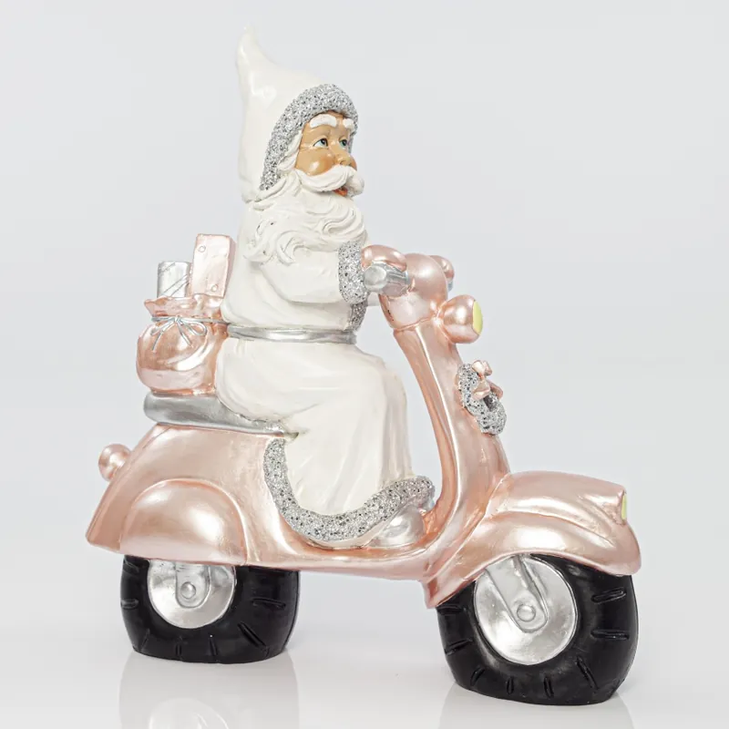 Sezónní Sleva Vánoční dekorace 33 cm Santa s motocyklem