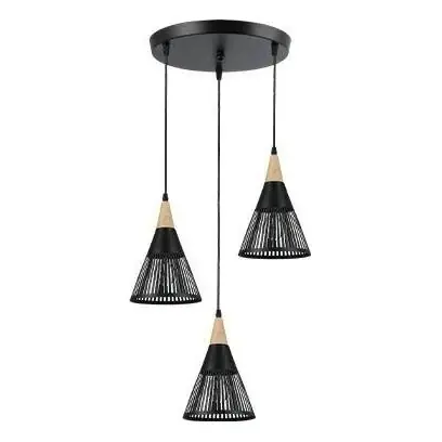 Lustr na lanku HIRA 3xE27/60W/230V pr. 40 cm černá Speciální Cena