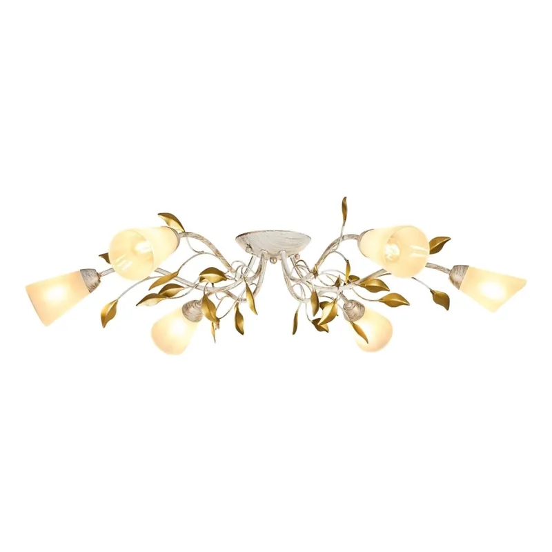 Brilagi - Přisazený lustr FLORA 6xE14/60W/230V zlatá/krémová/patina Must-Have