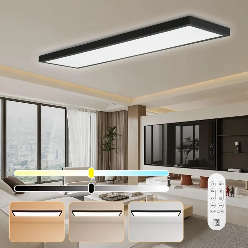Akce Immax NEO 07278L - LED Stmívatelné koupelnové stropní svítidlo NEO LITE FRAME LED/50W/230V IP44 Wi-Fi Tuya + dálkové ovládání černá