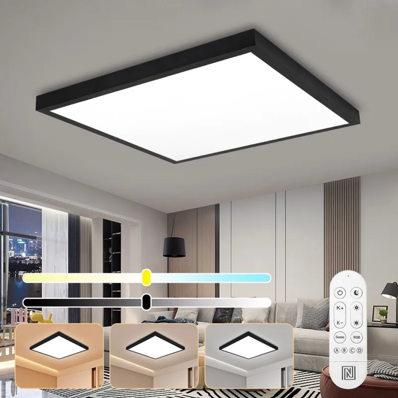 Zlevněný Immax NEO 07279L - LED Stmívatelné koupelnové stropní svítidlo NEO LITE FRAME LED/50W/230V IP44 Wi-Fi Tuya + dálkové ovládání černá