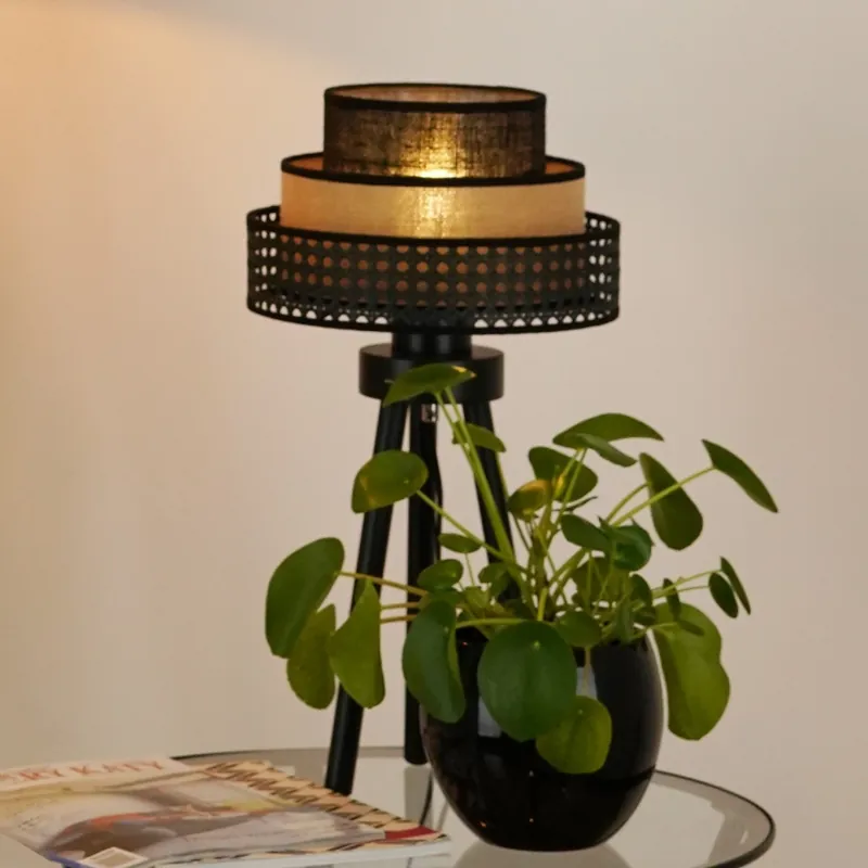 Finální Výprodej Brilagi - Stolní lampa DAKOTA LUNETA 1xE27/15W/230V černá/ratan