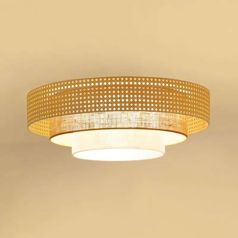 Levný Brilagi - LED Stropní svítidlo CEDAR LUNETA LED/26W/230V pr. 60 cm ratan/hnědá/krémová