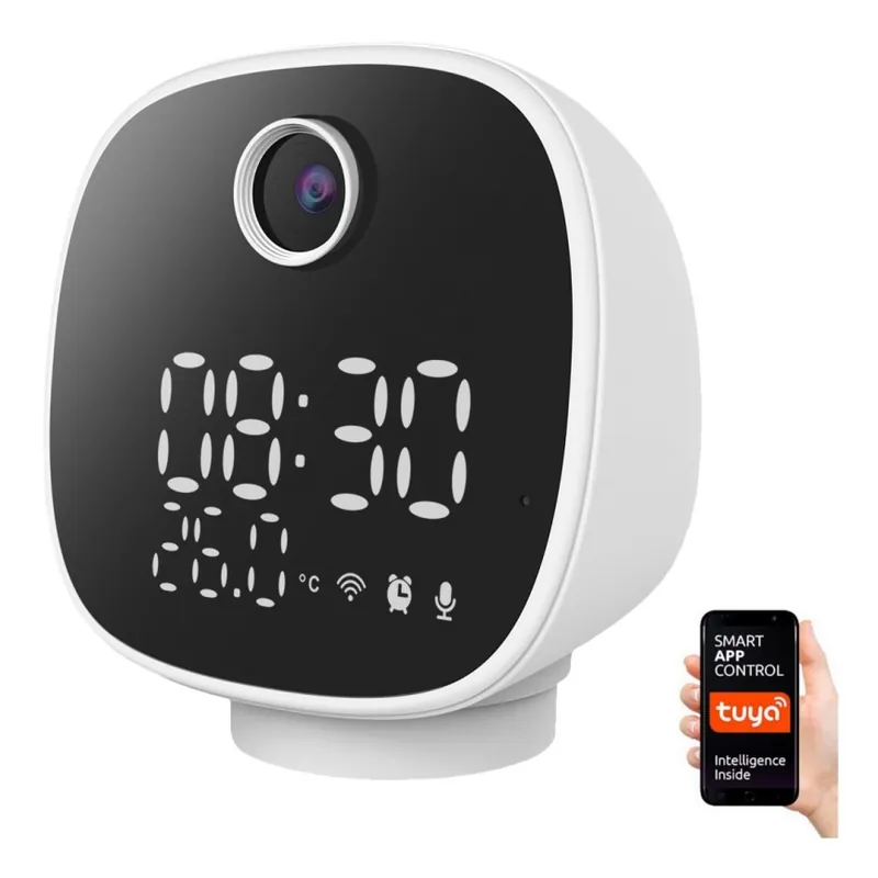 Chytrá kamera s budíkem, teploměrem a LED světlem 1296p 3Mpx 5V Wi-Fi Tuya IP65 Cenově Výhodný