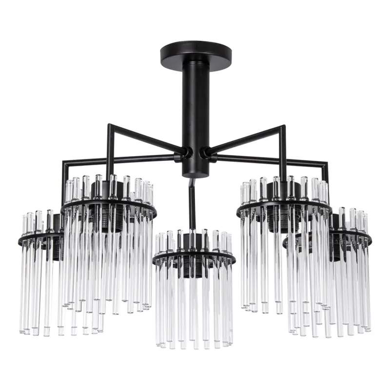 Ověřený Lustr na tyči 5xE27/60W/230V černá/čirá