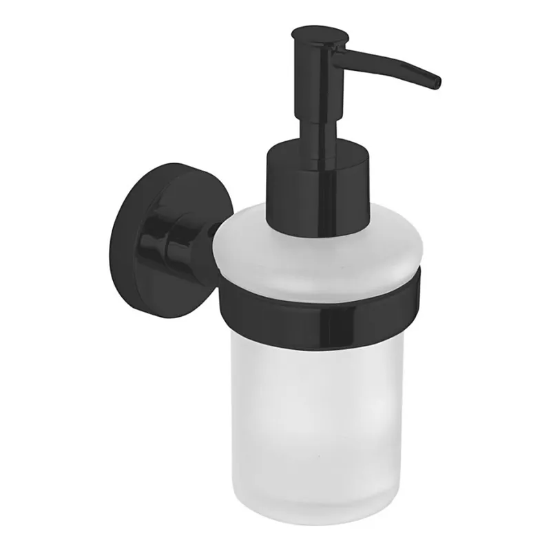 Aqualine - Nástěnný dávkovač mýdla SAMBA 150 ml mléčné sklo/matná černá Levný