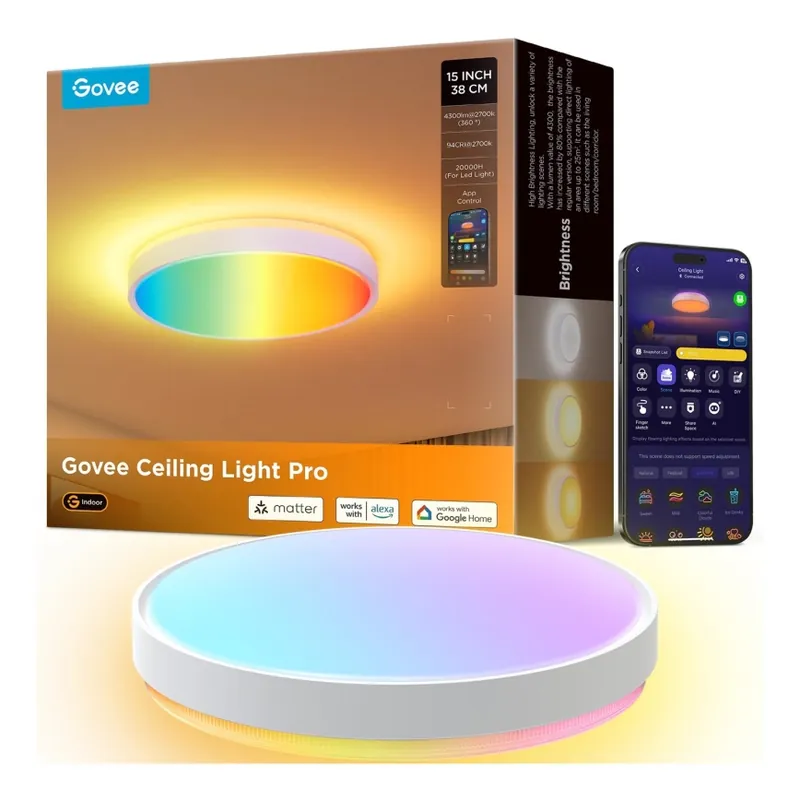Jen Po Omezenou Doba Govee - LED RGBIC Stmívatelné stropní svítidlo LED/49W/230V 2700-6500K Wi-Fi pr. 38 cm