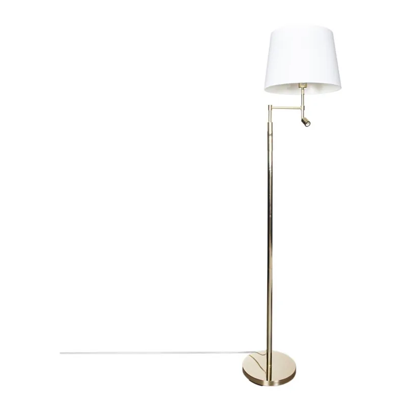 Ověřený ByRydens - LED Stojací lampa ORLANDO 1xE27/5W/230V + LED/3W bílá/zlatá pr. 36 cm
