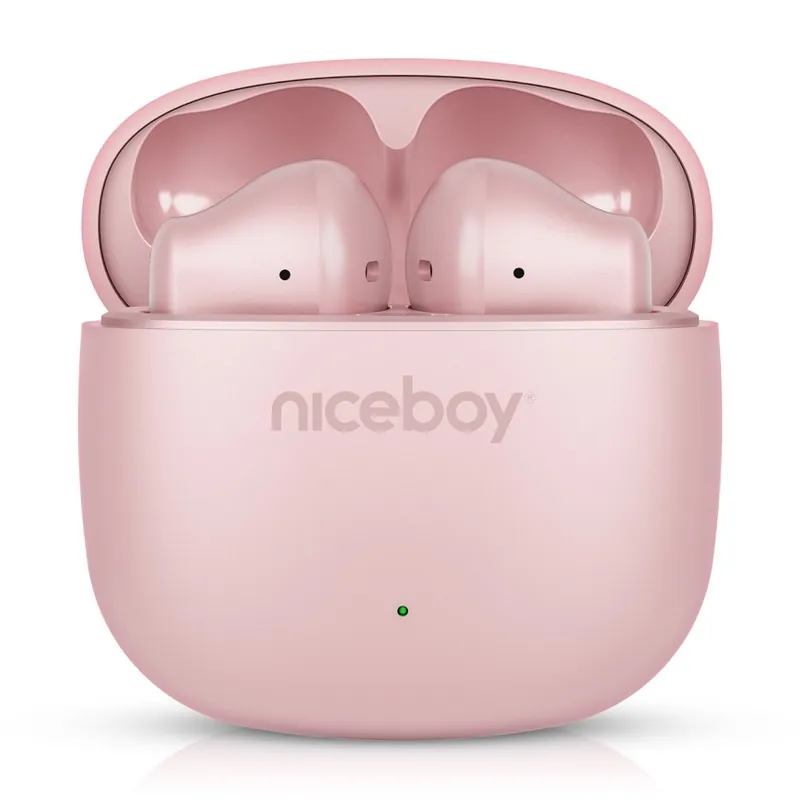 Novinka Niceboy Beans 4 POP - Bezdrátová sluchátka 200 mAh + 2x 30 mAh IPX4 růžová