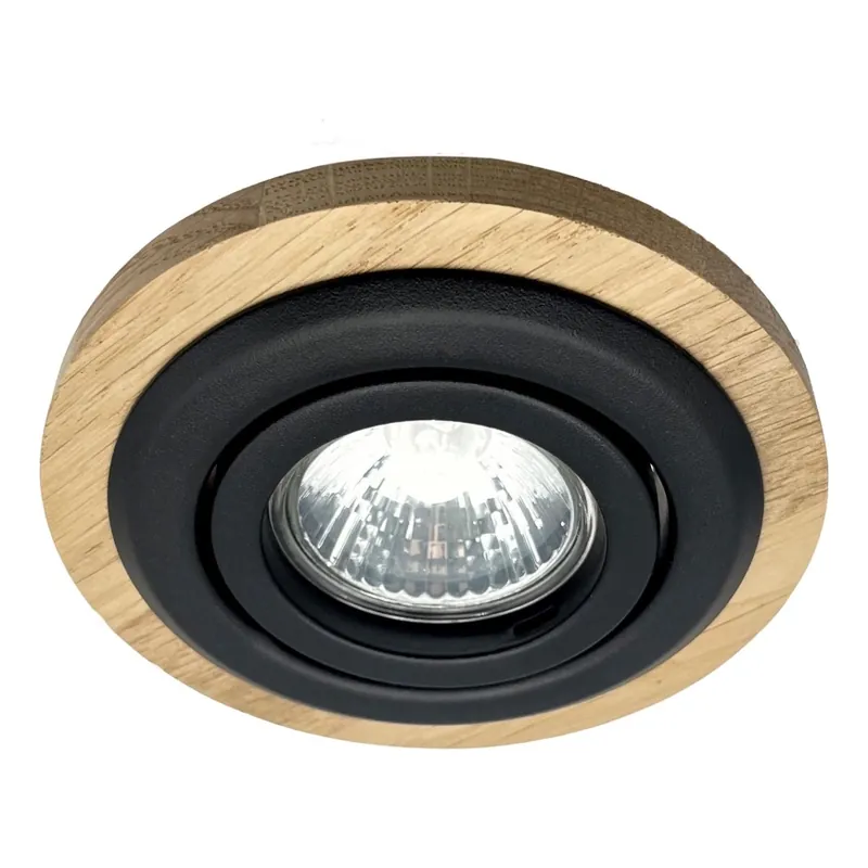 Podhledové svítidlo TOBBY 1xGU10/20W/230V pr. 11,5 cm dub/černá Nová Kolekce