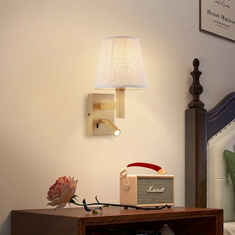 Brilagi - LED Nástěnná lampa DEYA 1xE14/40W/230V + LED/3W len/zlatá Oblíbený