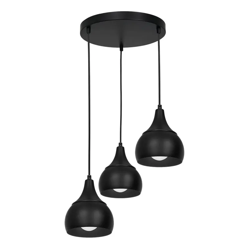 Lustr na lanku AKTAN 3xE27/60W/230V černá kulatý Rychlé Dodání