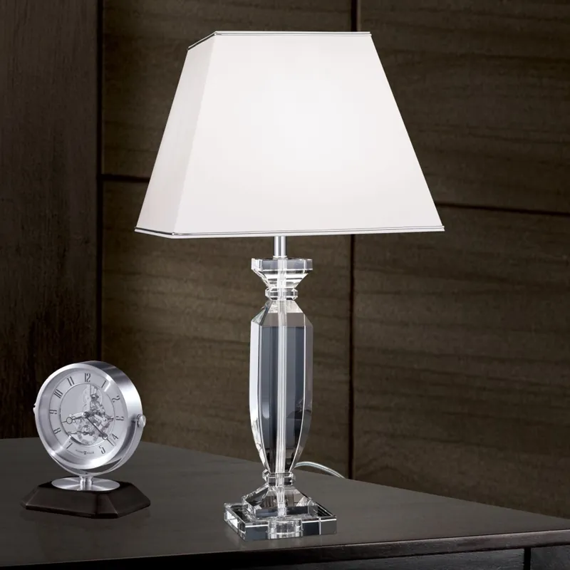 Křišťálová stolní lampa POKAL 1xE27/60W/230V 70 cm bílá/čirá Autentický