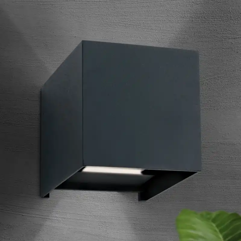 Dokud Zásoby Vydrží LED Venkovní nástěnné svítidlo CUBE 2xLED/3W/230V IP54 antracit