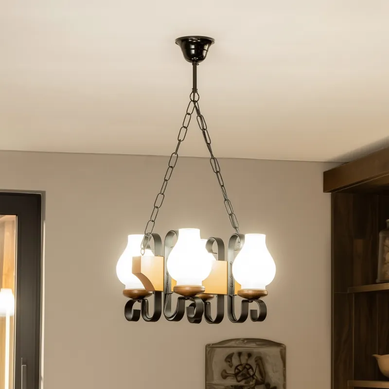 Akční Cena Brilagi - Lustr na řetězu QUEEN 4xE14/40W/230V buk/ořech
