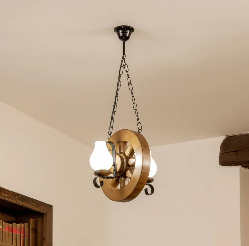 Tovární Cena Brilagi - Lustr na řetězu ROATA 2xE14/40W/230V buk/ořech