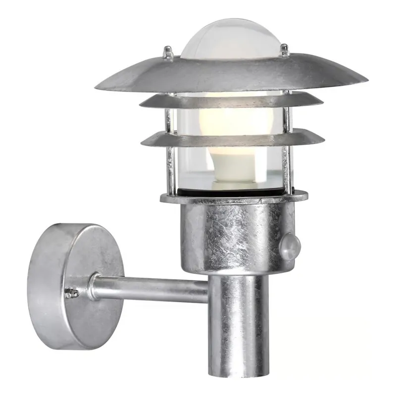 Cenově Výhodný Nordlux - Venkovní nástěnné svítidlo se senzorem LONSTRUP 1xE27/60W/230V IP44 stříbrná