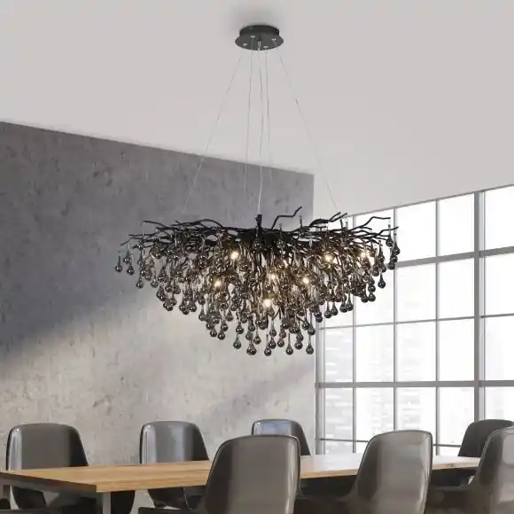 Sleva Paul Neuhaus 2192-18 - Lustr na lanku ICICLE 10xG9/40W/230V 50x100 cm černá