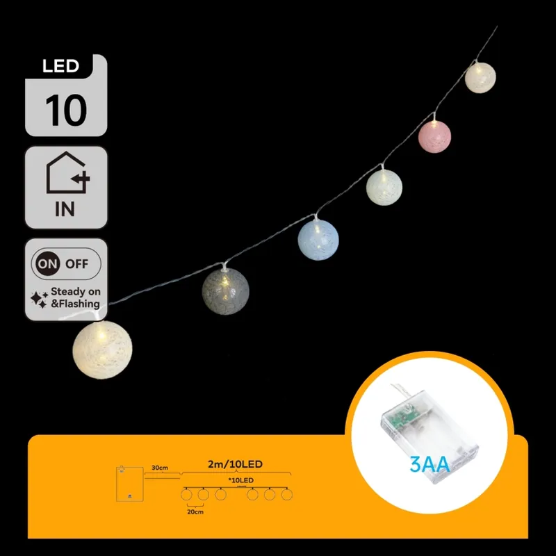 Aigostar - LED řetěz 10xLED/3xAA 2m teplá bílá Expresní Doručení