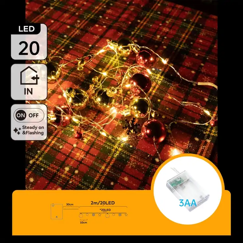 Aigostar - LED řetěz 20xLED/3xAA 2m teplá bílá Horká Nabídka