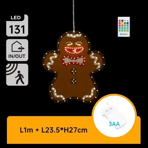 Nízká Cena Aigostar - LED Vánoční dekorace 131xLED/3xAA IP44 + dálkové ovládání perníček 27 cm