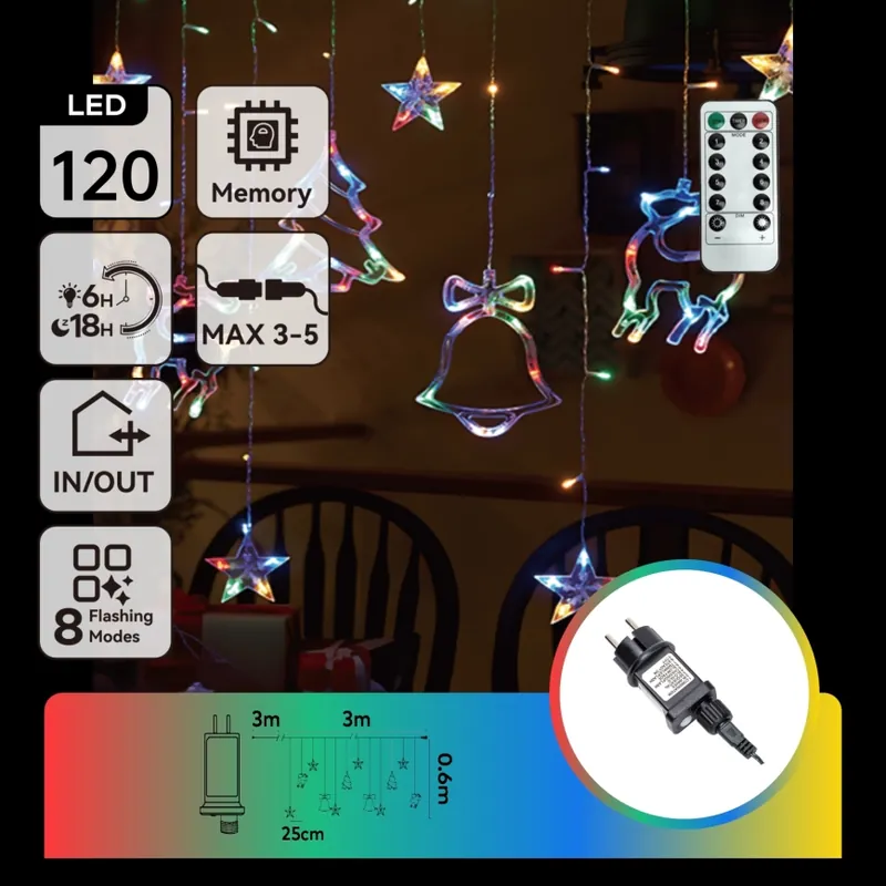 Aigostar - LED RGBY Venkovní řetěz 120xLED/8 funkcí 3x0,6m IP44 multicolor + dálkové ovládání Nejlepší Volba