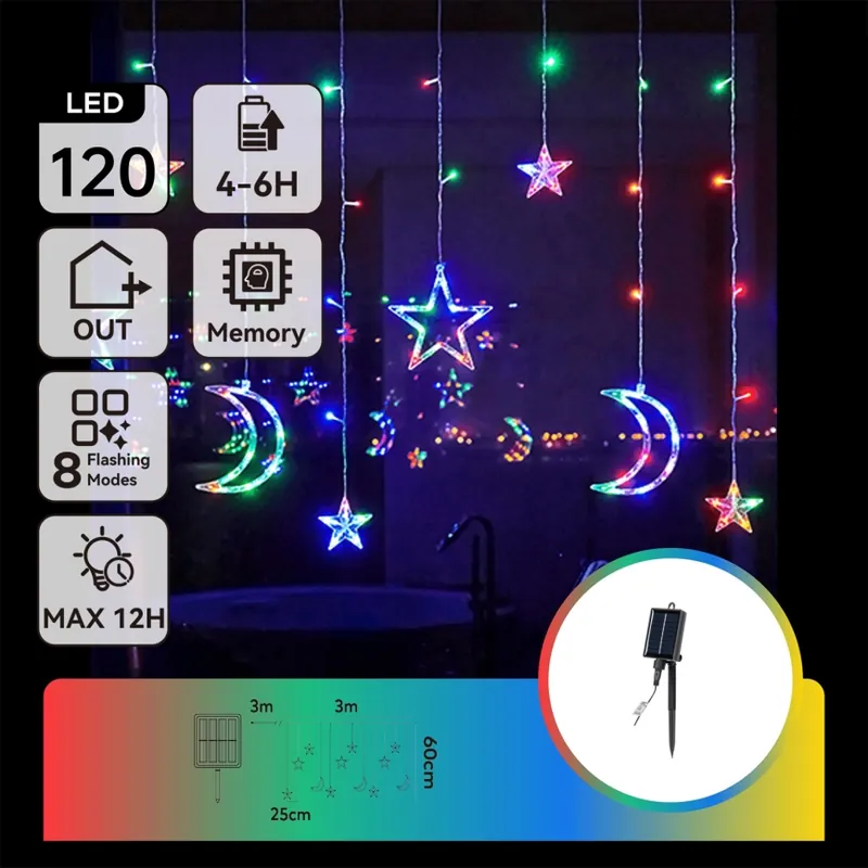 Vrácení Zdarma Aigostar - LED Solární řetěz 120xLED/8 funkcí 3x0,6 m 500 mAh IP65 multicolor