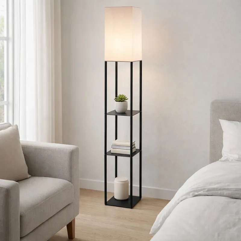 Bezpečná Platba Brilagi - Stojací lampa s poličkami GRADUS 1xE27/40W/230V 150 cm černá/bílá