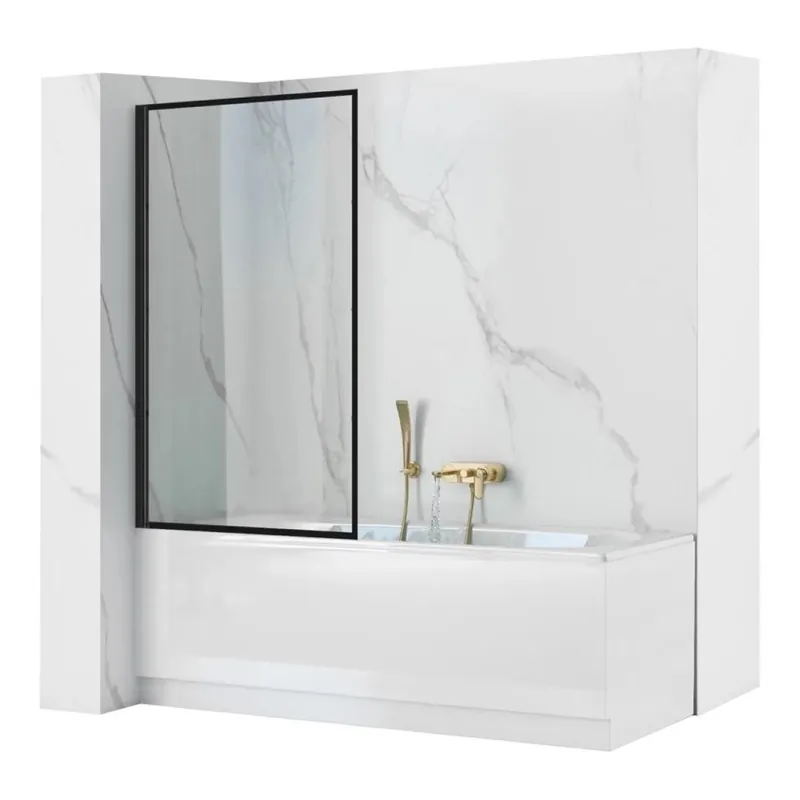 REA-K7390 - Vanová zástěna LAGOS 140x80 cm černá/čirá Sezónní Sleva