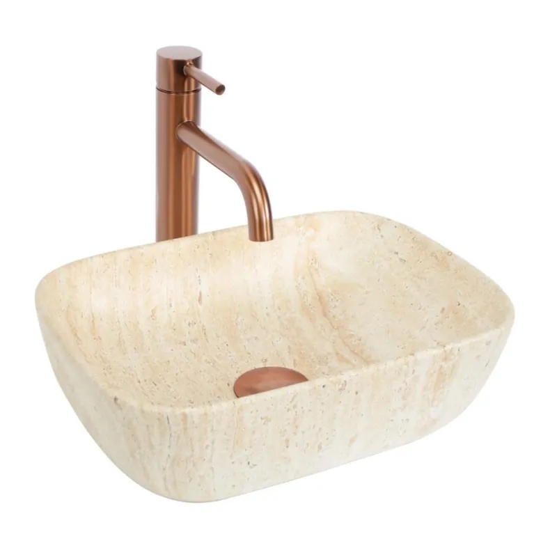 REA-U4700 - Umyvadlo na desku BELINDA MINI 25x36 cm keramika/béžová/imitace kamene Zlevněný