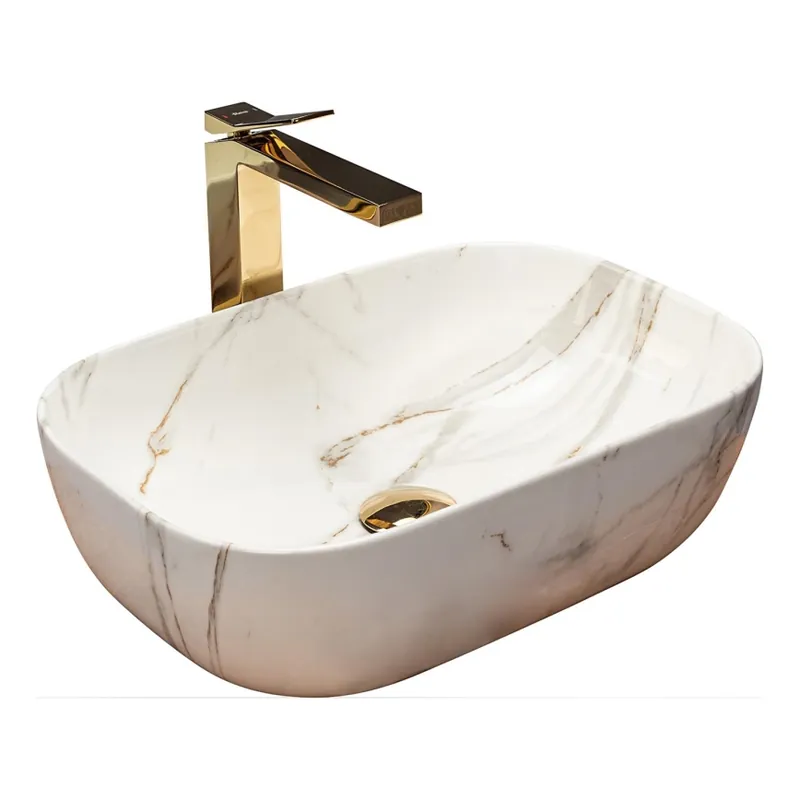 Top Prodej REA-U6596 - Umyvadlo na desku BELINDA 33,5x46,5 cm keramika/dekor mramoru