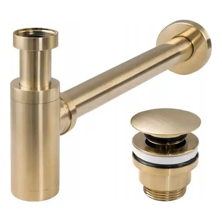 Horká Nabídka REA-A8586 - Umyvadlový sifon s výpustí CLICK-CLACK pr. 6,4 cm broušená zlatá